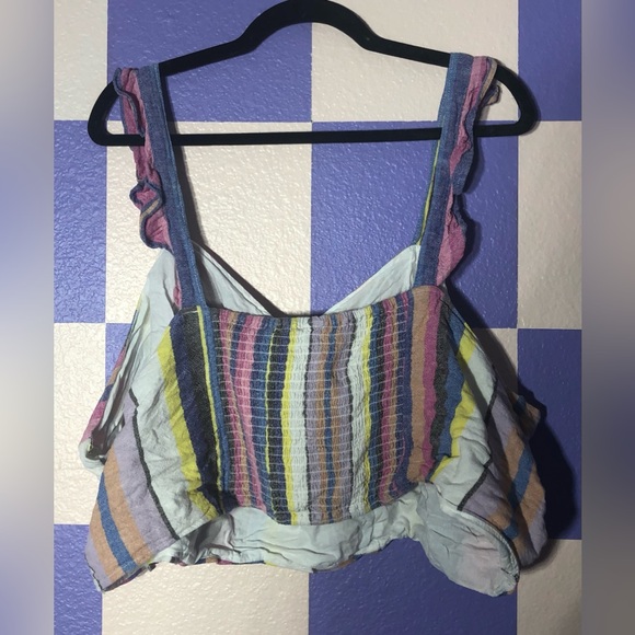 NWOT BP Linen Blend Crop Tank in Rainbow Stripe - Size 4X - Picture 3 of 5
